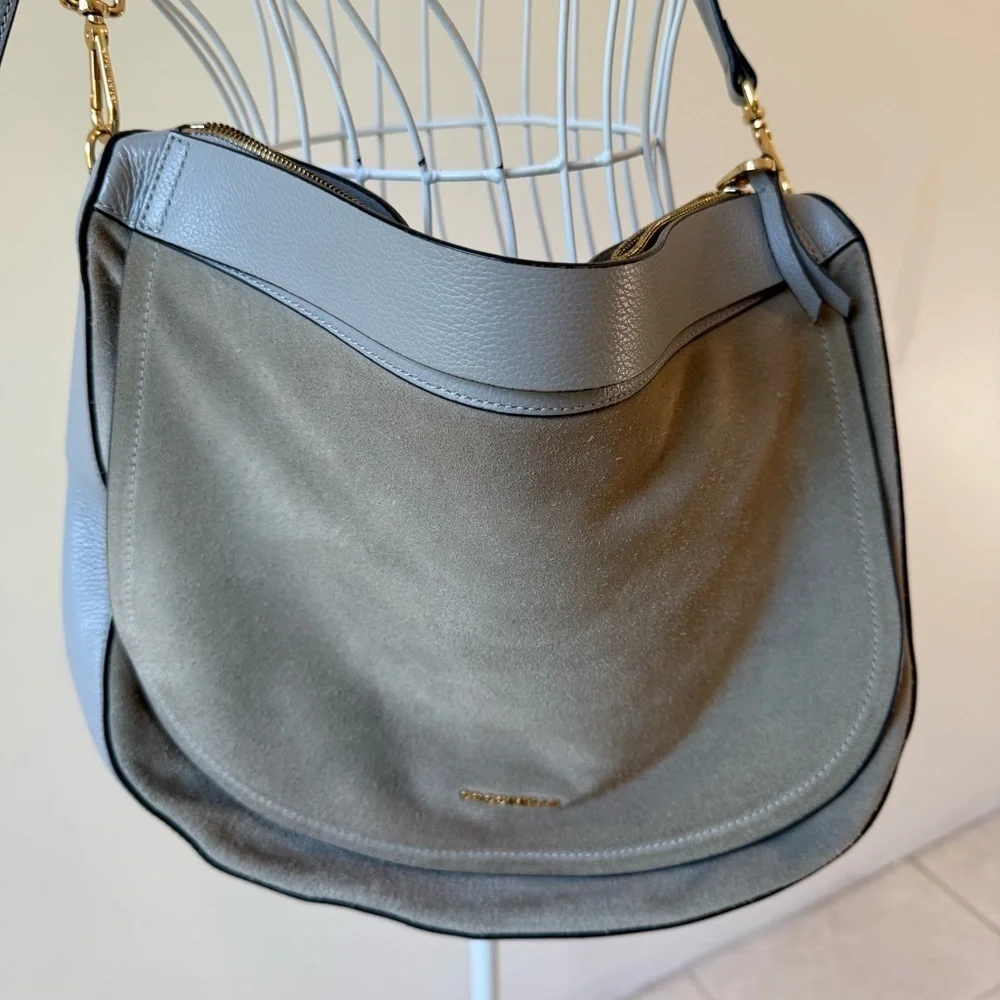COCCINELLE Leather hobo CAMOSCIO LUNAR suede grey blue crossbody butter soft